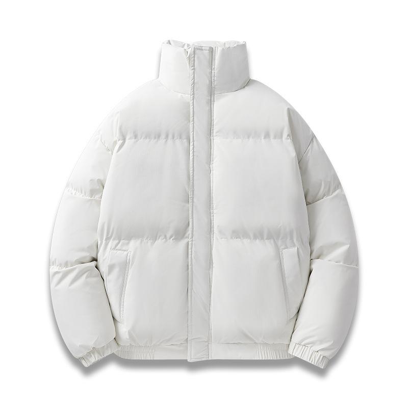 Autumn and Winter New Men's Cotton Coats, Trendy Brands, Versatile Stand-up Collar Cotton Coats, Thickened Warm Bread Coats, Solid Color Cotton Coats