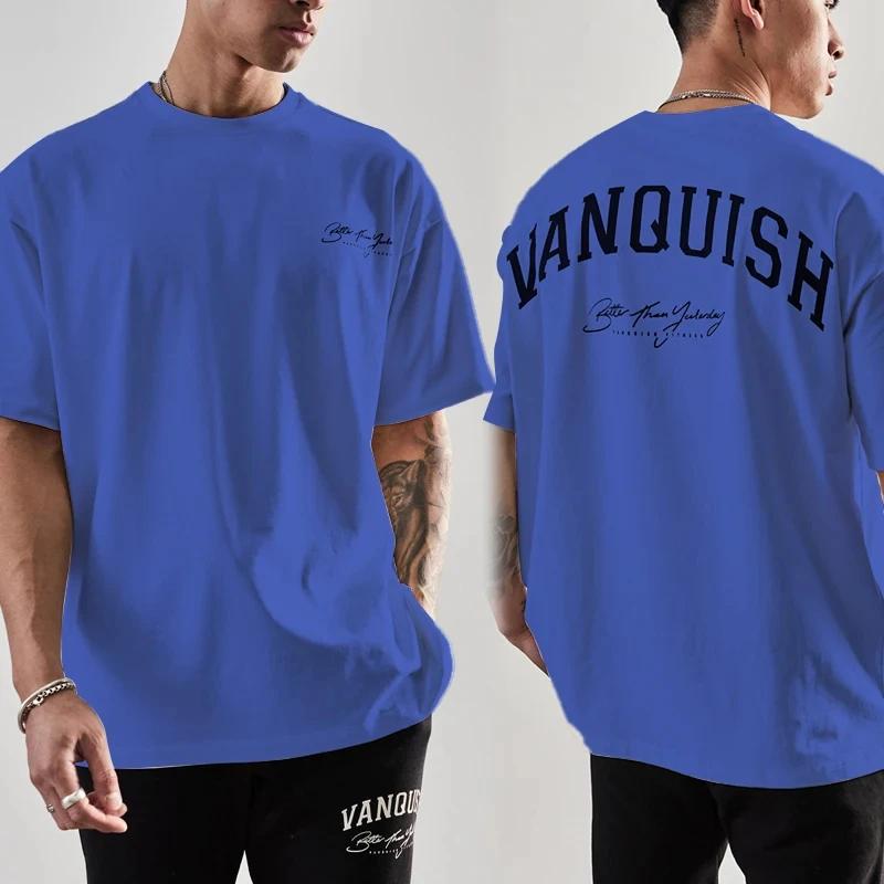 Летняя мужская мода хлопковая футболка Vanquish топы футболки мужская повседневная одежда Y2K с круглым вырезом женская с коротким рукавом уличная одежда Harajuku