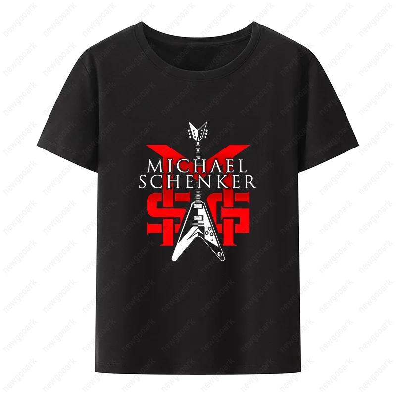 Retro Rock Band Michael Schenker Group Logo Cotton T Shirt Unisex Women Hiphop Streetwear Fashion Casual Shirt Ropa Hombre