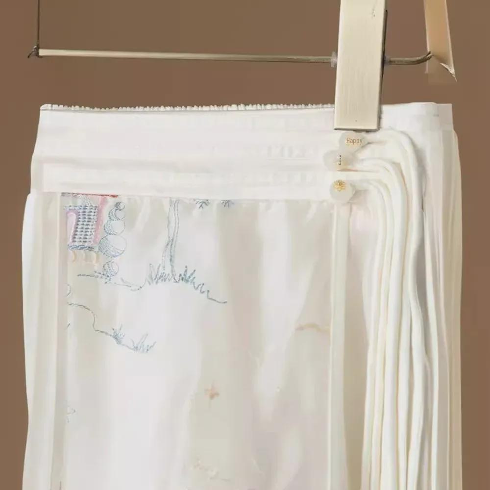 Изысканная юбка ханьфу с вышивкой в виде китайского пейзажа и сеткой из органзы