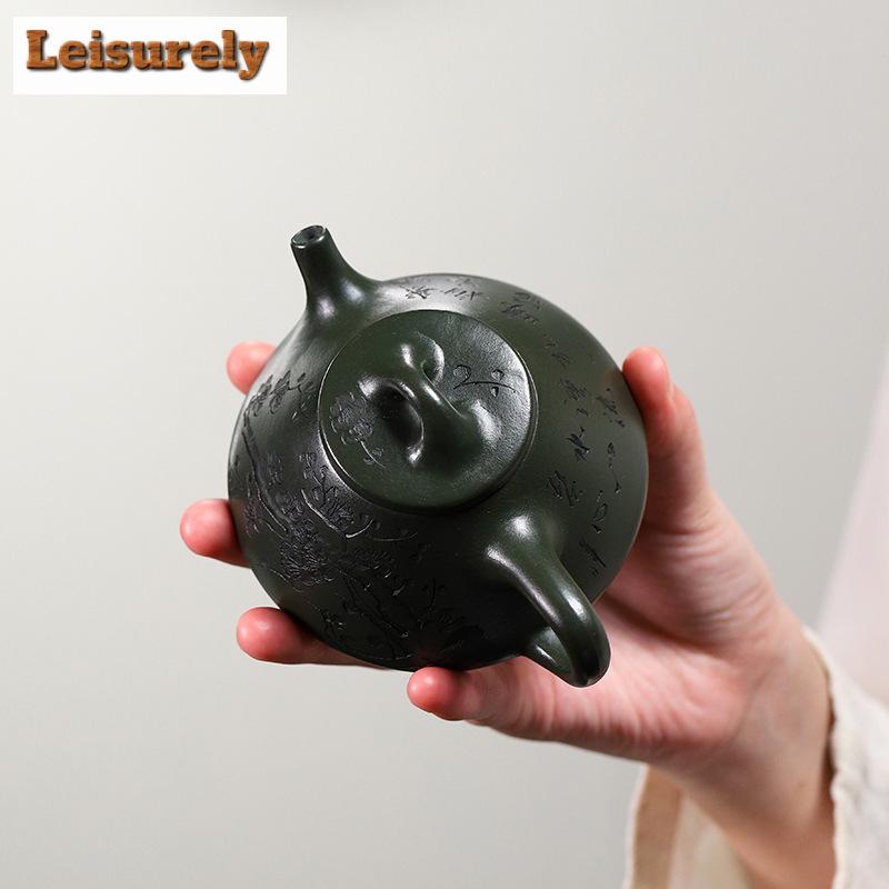 200 мл антикварный исинский фиолетовый глиняный чайник ручной работы из сырой руды темно-зеленый глиняный чайник с ситечком чайный сервиз Zisha подарочный чайный сервиз