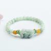 Shoubao Pixiu | Moisturizing Bean Green A-grade Jadeite Bracelet with Simple Chinese Style and Atmospheric Pixiu Jade Bracelet