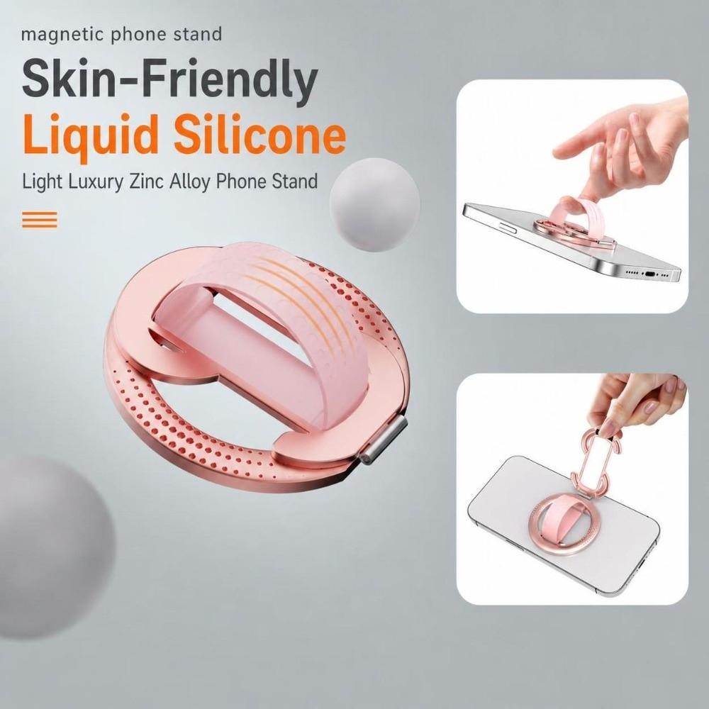 Alloy Magnetic Phone Stand Silicone Grip Phone Kickstand New Phone Ring Holder  for Mag‑Safe