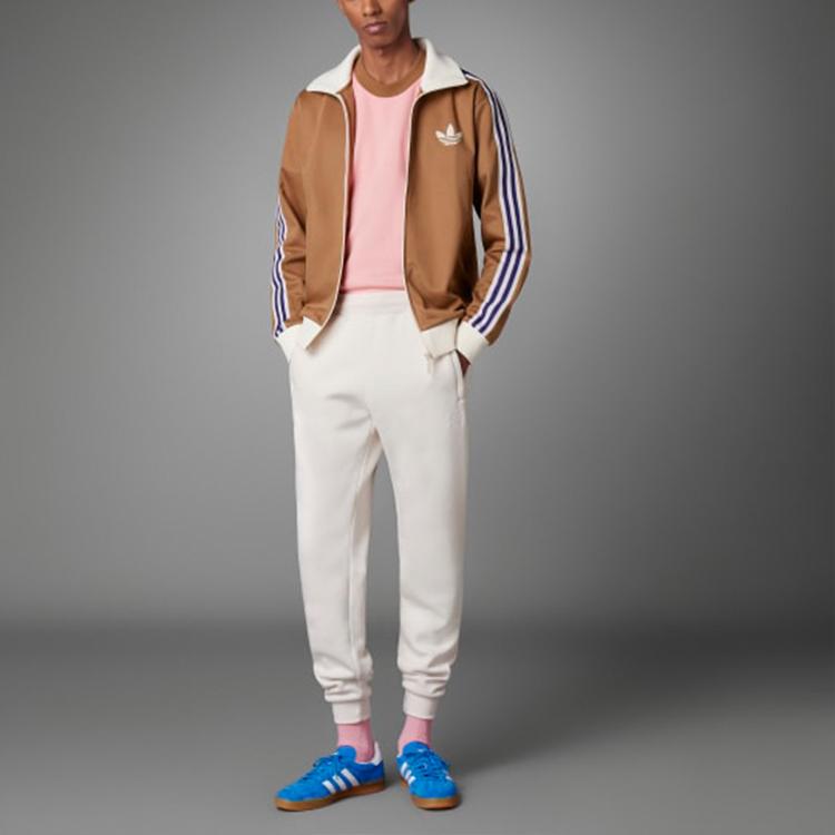 adidas Оригинальные трилистники с логотипом бренда и принтом на молнии, классическая спортивная куртка с тремя полосками, мужские куртки коричневого цвета IB3427