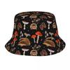 Unique Hedgehogs And Mushrooms Bucket Hats Unisex Lightweight Outdoor Sport Fishing Cap Beach Hatwear