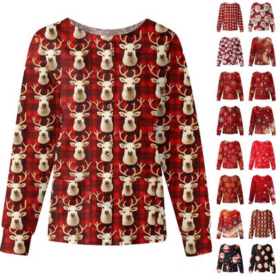 Женские топы с длинными рукавами и карманами, рабочий воротник-стойка, однобортный защитный комбинезон, куртка, рождественский топ