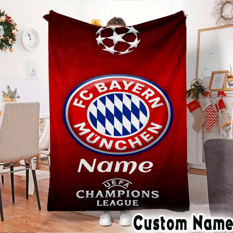 Custom Name Bayern Crest Throws Blanket Flannel Blankets for Couch Bed Gifts for Men Women Picnic blanket Christmas fan gifts