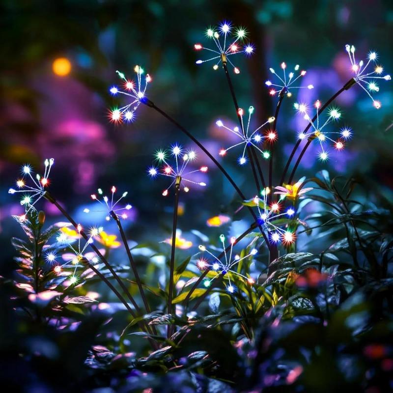 Солнечный светодиодный газонный светильник 'Фейерверк' Разноцветный/Теплый цвет Садовые огни для двора Садовой дорожки Сада Наружное украшение для вечеринки