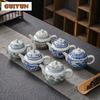 250ml Blue and White Porcelain Handmade Teapot Household Thousands of Miles Teapot Jingdezhen Pot Tea Making Kettle Teaset Gifts