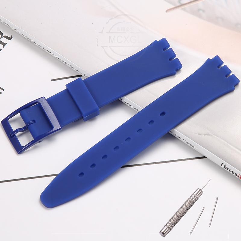 Силиконовый Ремешок Для Часов Swatch 17мм 19мм 20мм Пряжка-Штырек Водонепроницаемый Браслет Наручный Аксессуары Для Часов