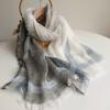 High Quality 100% Linen Scarf Fashion Brand Striped Scarf Spring Autumn Warm Soft Shawls Linen Tassel Scarves