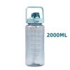 2L Portable Large Capacity Water Bottle with Straw Plastic Water Cup for Outdoor Sport Camping Travel Water Jug with Time Marker