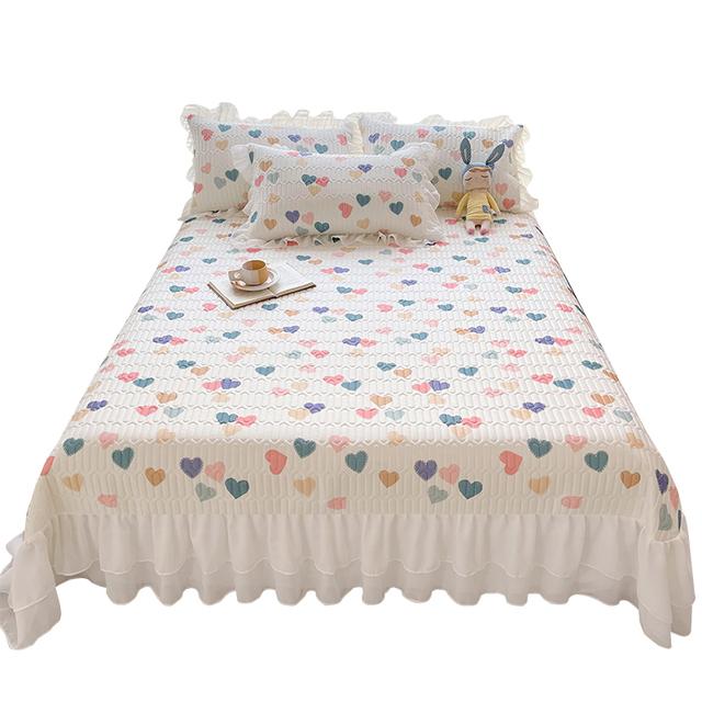 Комплект покрывал для кровати, летняя королева, крутая латексная простыня, нескользящий коврик с оборками, спальный коврик с двойным принтом, покрывало на кровать с 2 наволочками