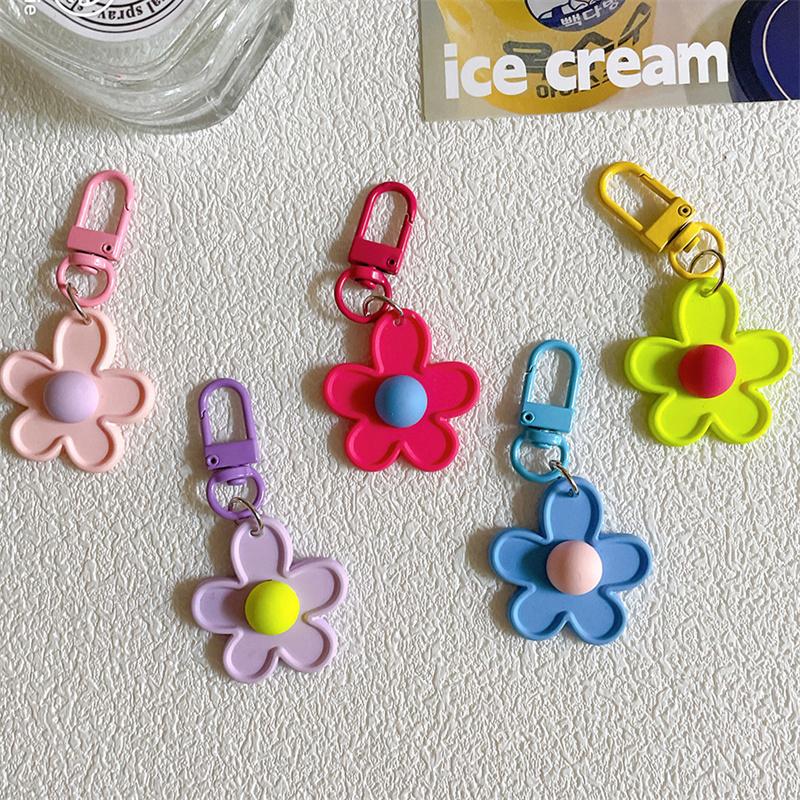 Корейский брелок с цветочным принтом в виде конфеты, милый цветочный брелок, держатель для ключей от машины, сумка, кулон, украшение для рюкзака, подарки для лучших друзей