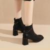 French High-heeled Short Boots Women's New White French Single Boots Thick-heeled Ankle Boots Thin Short Boots In Autumn and Winter 2025