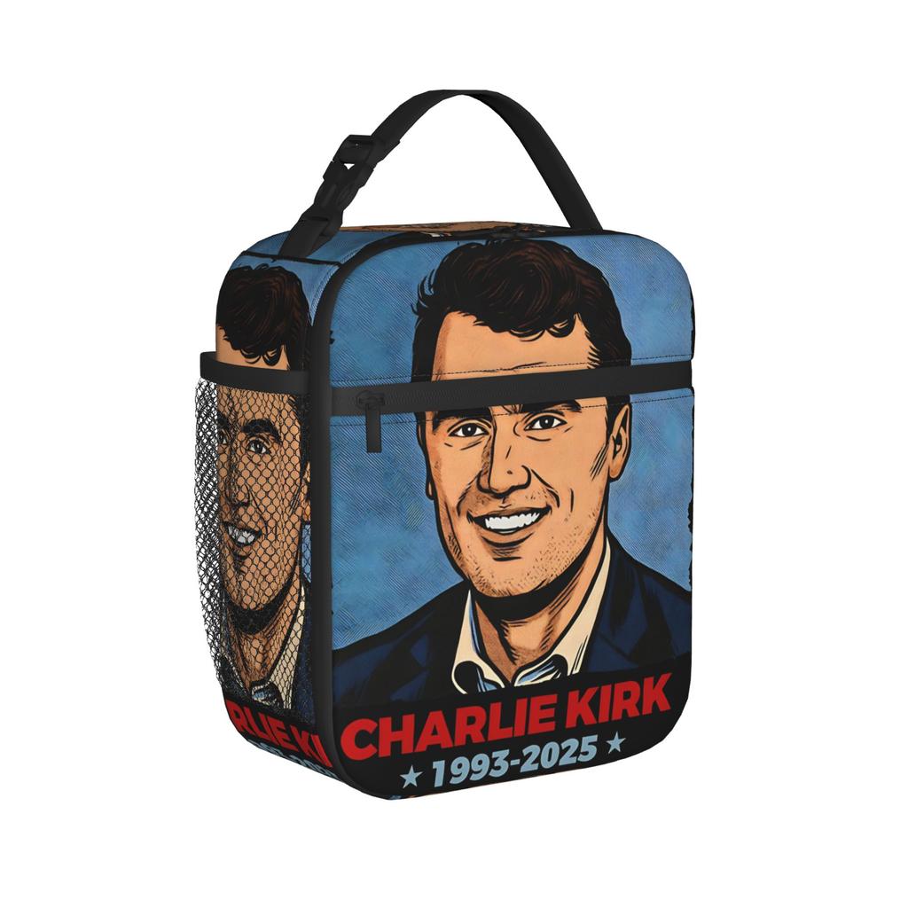 CHARLIE KIRK Insulated Lunch Bag Large RIP Meal Container Cooler Bag Lunch Box Tote Office Travel Men Women