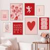 День святого Валентина Очередь Галерея Печатный Плакат Винтаж Романтическое Настенное Искусство Милое Розовое Сердце Картина На Холсте Украшение Домашней Спальни