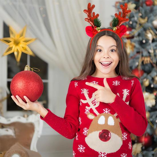 Рождественский ободок с рогом оленя, украшение в виде колокольчика из мультфильма, блестящий обруч для волос с пайетками, рождественский праздничный обруч для головы, аксессуар для вечеринки