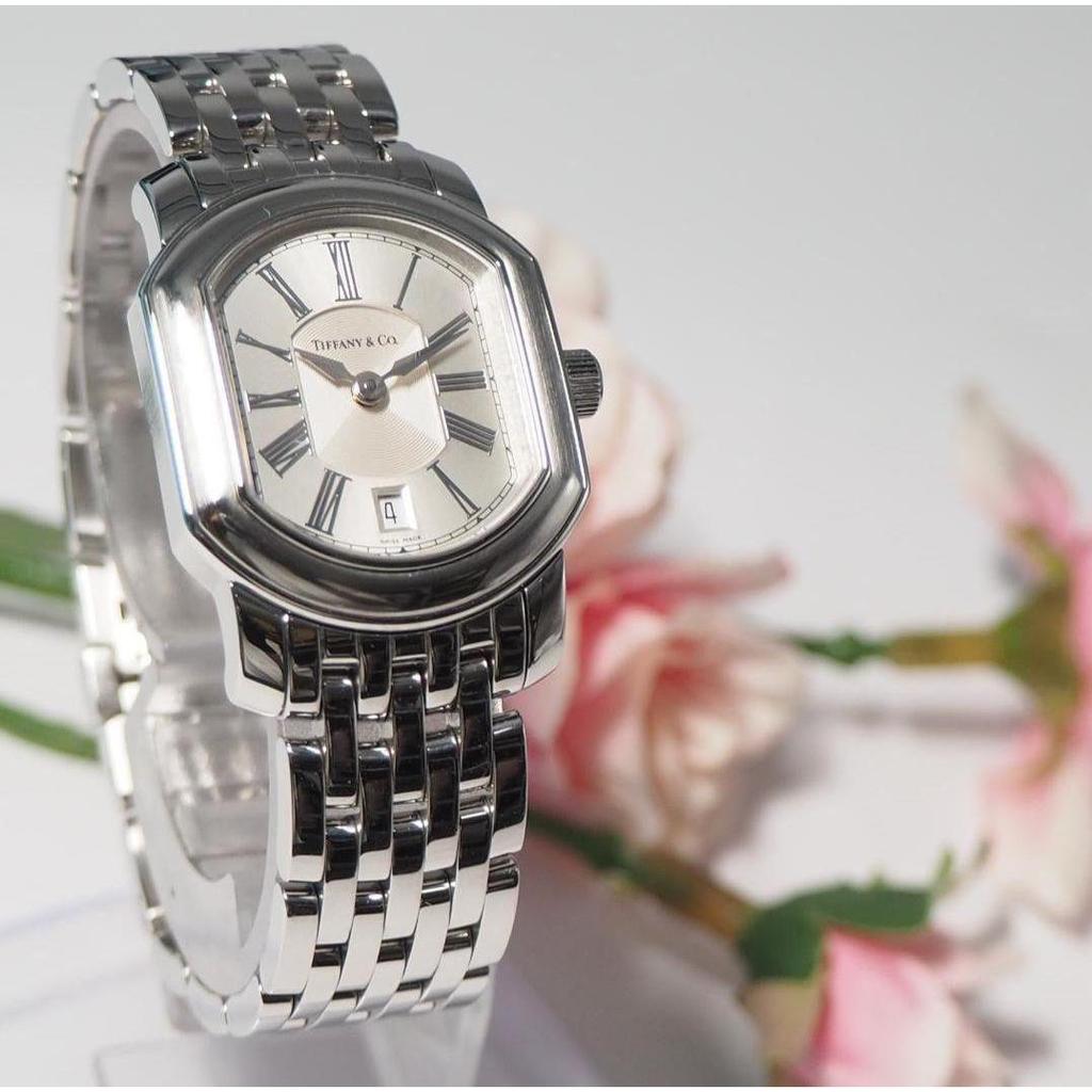 Used Beautiful condition Tiffany & Co. square date watch with box