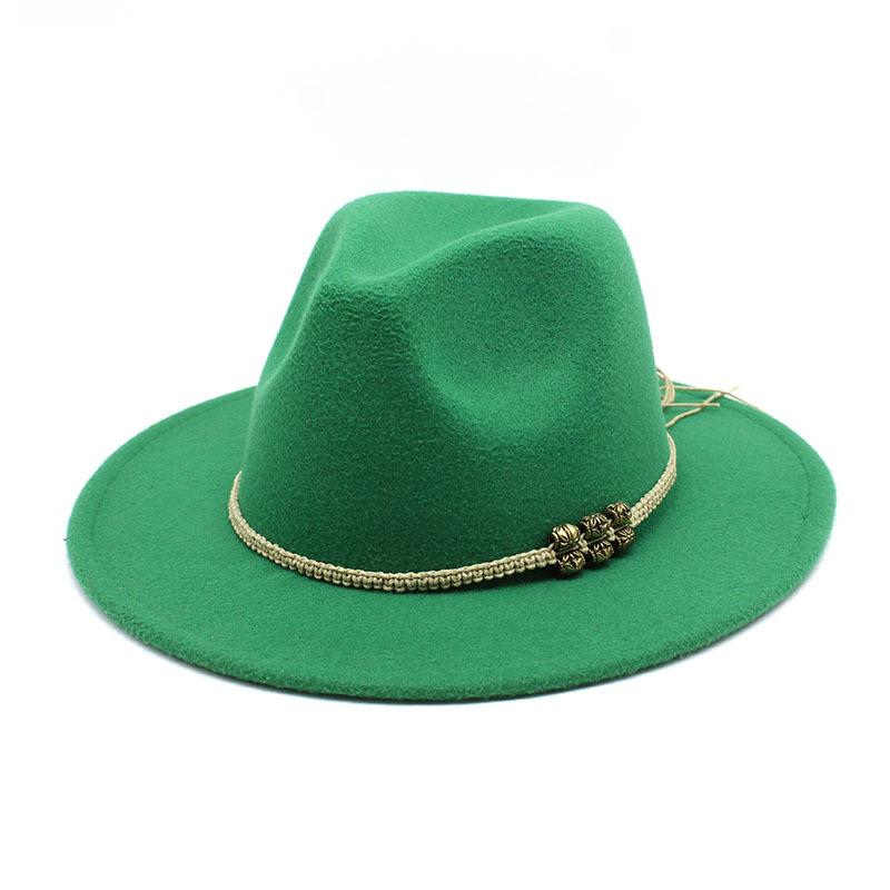 Autumn and winter British style men and women's new jazz woolen hat big eave hat classic fashion woolen hat