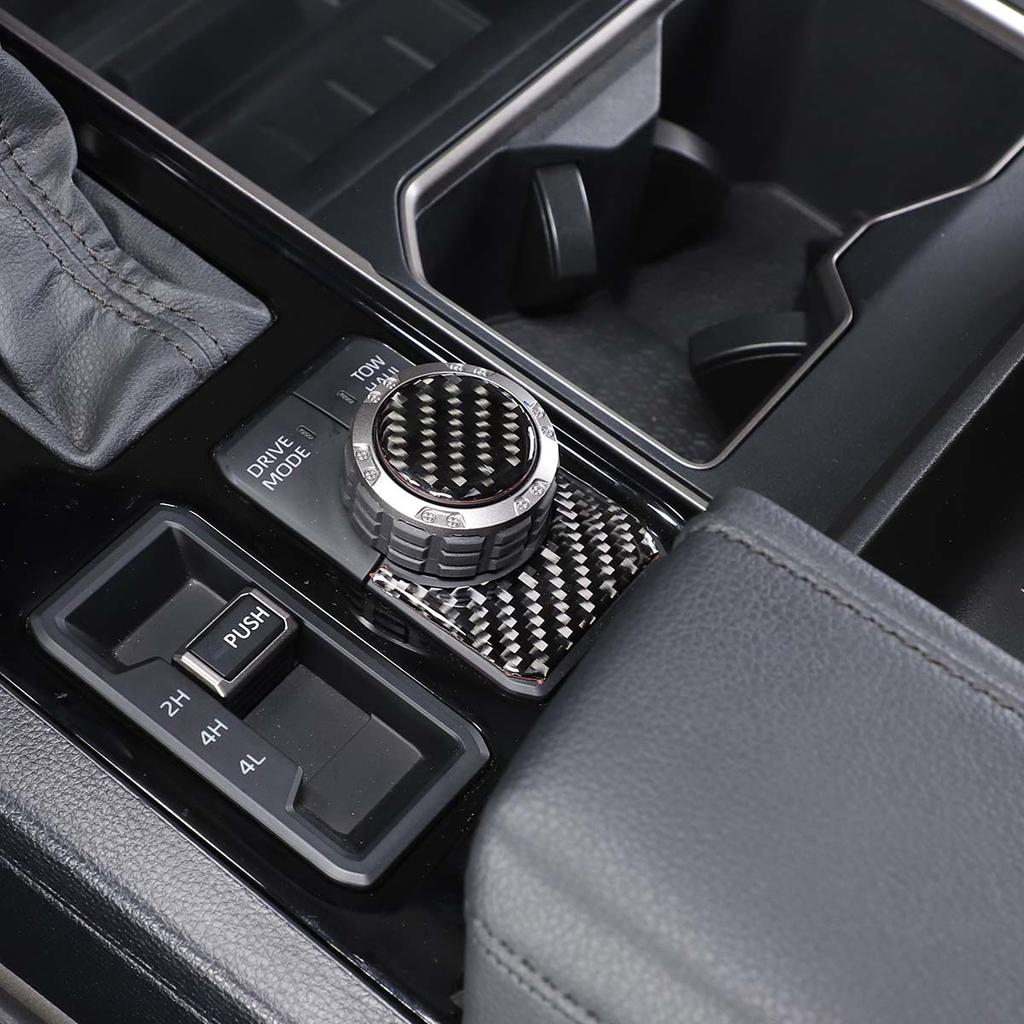 Мягкий карбоновый стиль автомобильный мультимедийный переключатель ручка крышка кольцо подходит для Toyota Tundra 2022-2023 авто салон