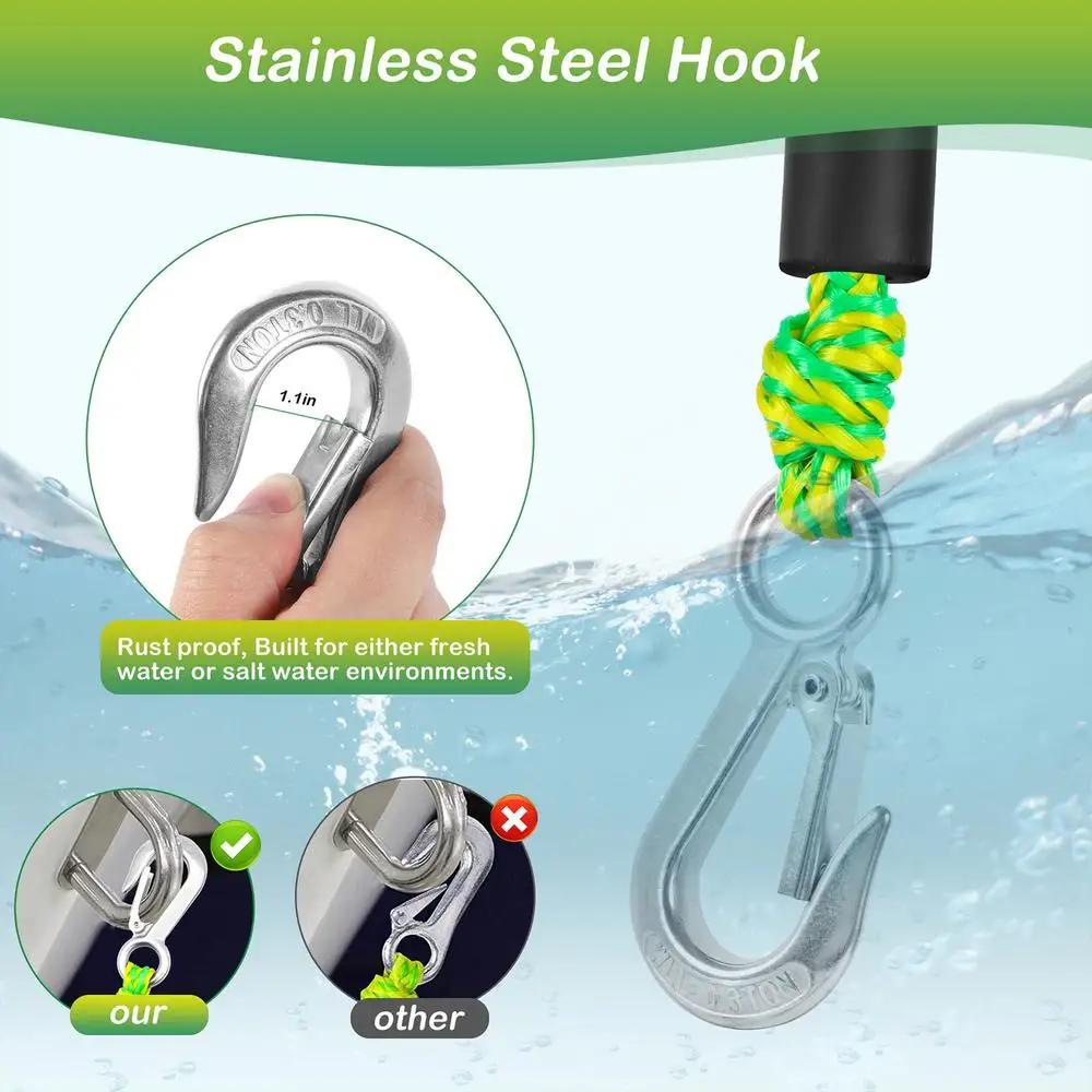 17FT Heavy Duty Boat Tow Rope with 2 Hooks, Floating Ski Harness for Wakeboarding Tubing, Water Sports Towing Line