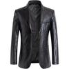 New Men Blazer Black Handmade Genuine Leather Lambskin Formal Stylish Fashion