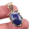 Natural Sodalite Gemstone 925 Solid Sterling Silver Two Tone Pendant 1.25'' R8m80