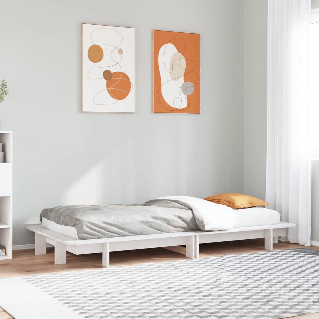 Vidaxl Rama Łóżka Bez Materaca, Biała, 90X200 Cm, Lite Drewno Sosnowe