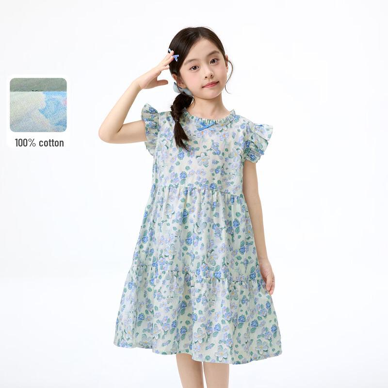 Girls' Floral Ruffle Flutter Sleeve Dress