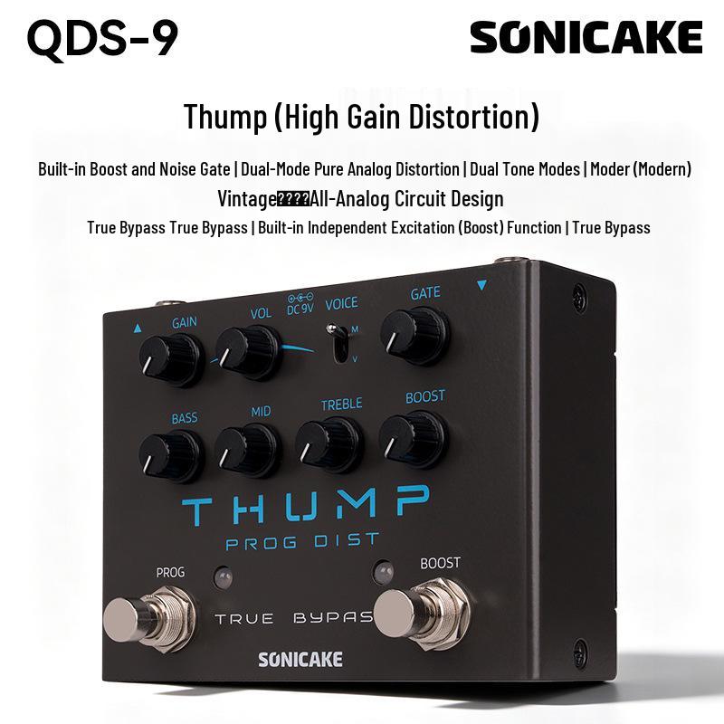 Педаль эффектов для электрогитары Sonicake QDS: Акустический предусилитель, Басовый дилей, Реверберация, Десятиполосный эквалайзер