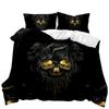 Skull Duvet Cover Set Horrible Skeleton Bedding Set Bedclothes Halloween Gothic Horror Polyester Quilt Cover Double Queen King