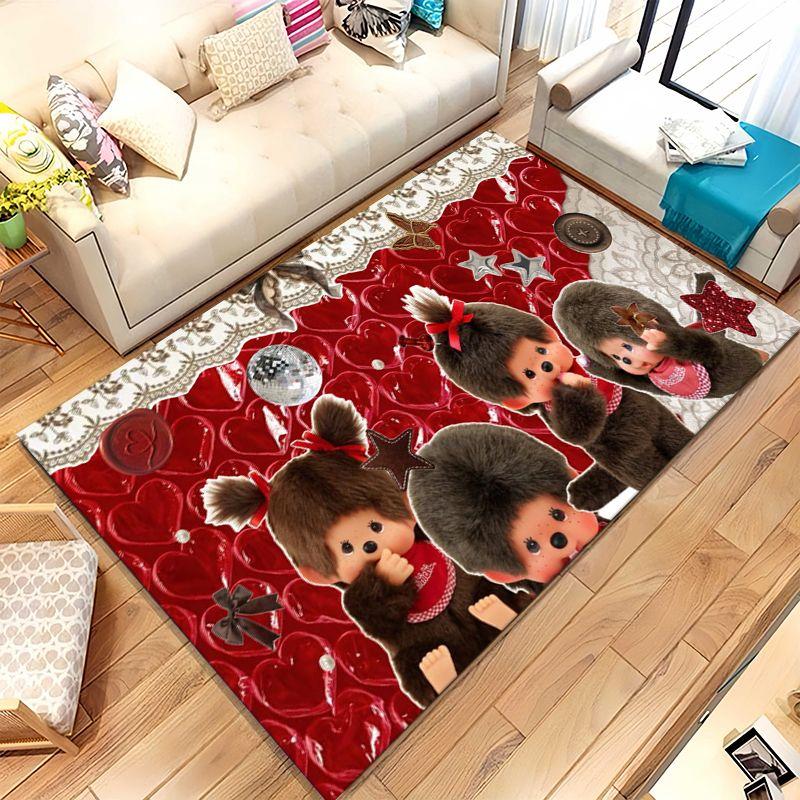 Cute M-Monchhichi Monky Cartoon Soft Non-Slip Large Area Rug for Living Room,Bedroom Playroom Carpet Mat for Sofa,Home Decor