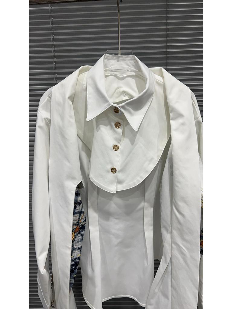 Женская стильная повседневная рубашка корейского кроя slim fit с круглым вырезом, Осень/Зима 2025