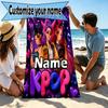 Персонализированное пляжное полотенце с принтом «KPop Hunters», с индивидуальным именем, для поездок, кемпинга, пляжных вечеринок, домашнего декора, подарок на день рождения для семьи и друзей