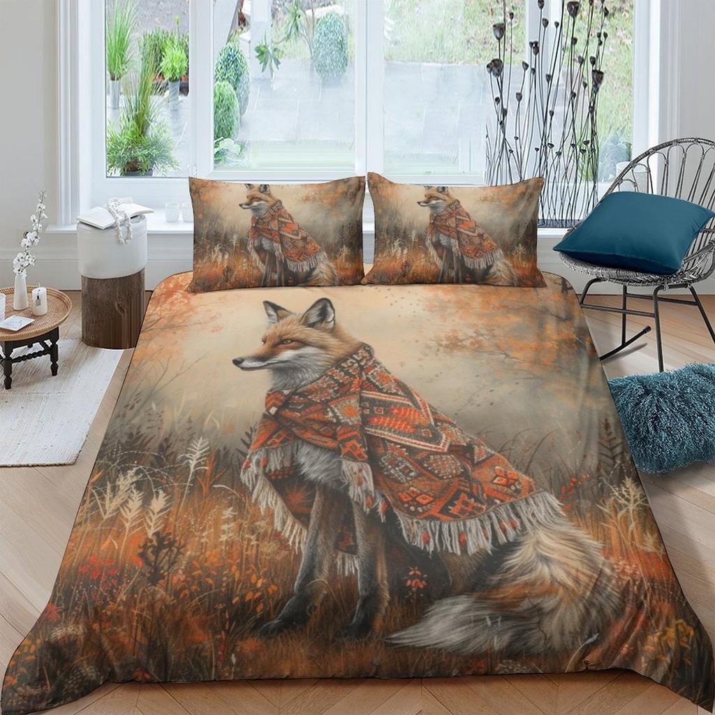 Fox Printed Duvet Cover Quilt Cover Bedding Set Comforter Covers For Childrens Kids And Adults Warm Soft Comfortable Breathable