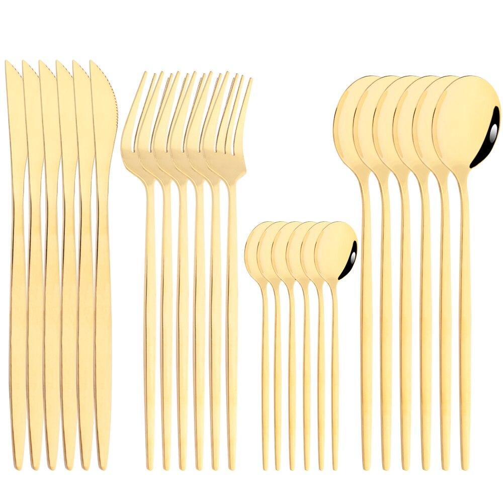 Mirror 24pcs Dinnerware Set Western Stainless Steel Cutlery Set Black Fork Spoon Silverware Set Knife Flatware Set Tableware Set