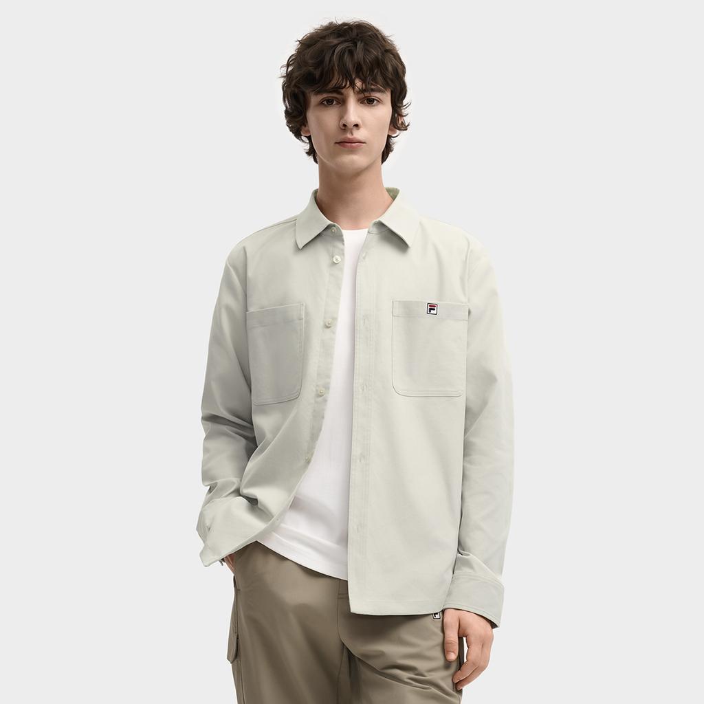 Fila Наследие Мода Простой Ретро Классический Повседневный Универсальный Удобный Тканый Рубашка с Длинным Рукавом Мужские рубашки Rock-Cloud F11M548403FLK