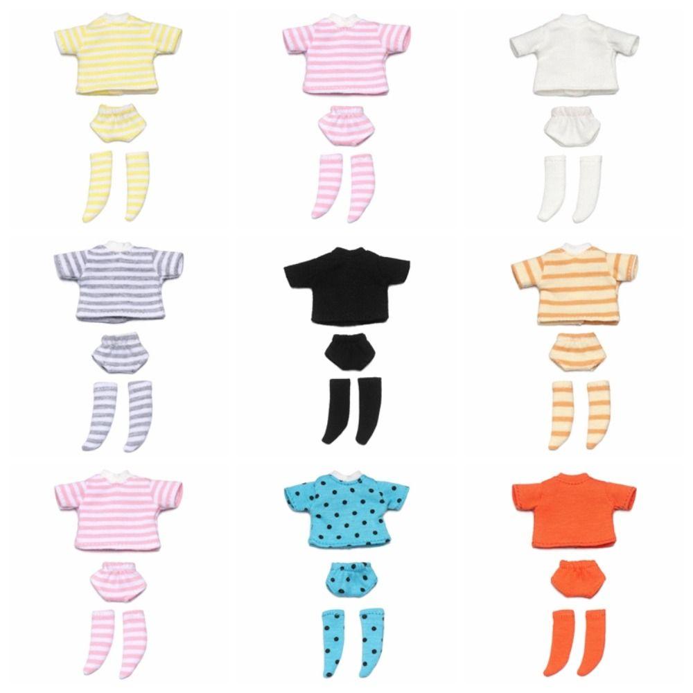 Shorts Socks Doll Underwear T-shirt OB11 Striped Tops DIY Toy Ob11 Doll Clothes  Boy Girl Gift
