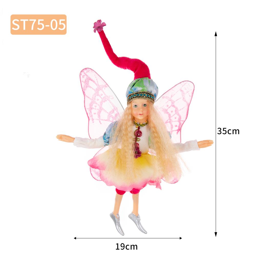 New Angel Elf Doll Multi Color Christmas Fairy Tree Jewelry Gold Elf Pendant Mini Fairy Statue Christmas Gift Home Decoration