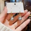 New Fashion Round Pearl Dangle Earrings for Women Wedding Jewelry Gift Temperament Cubic Zirconia Eardrop