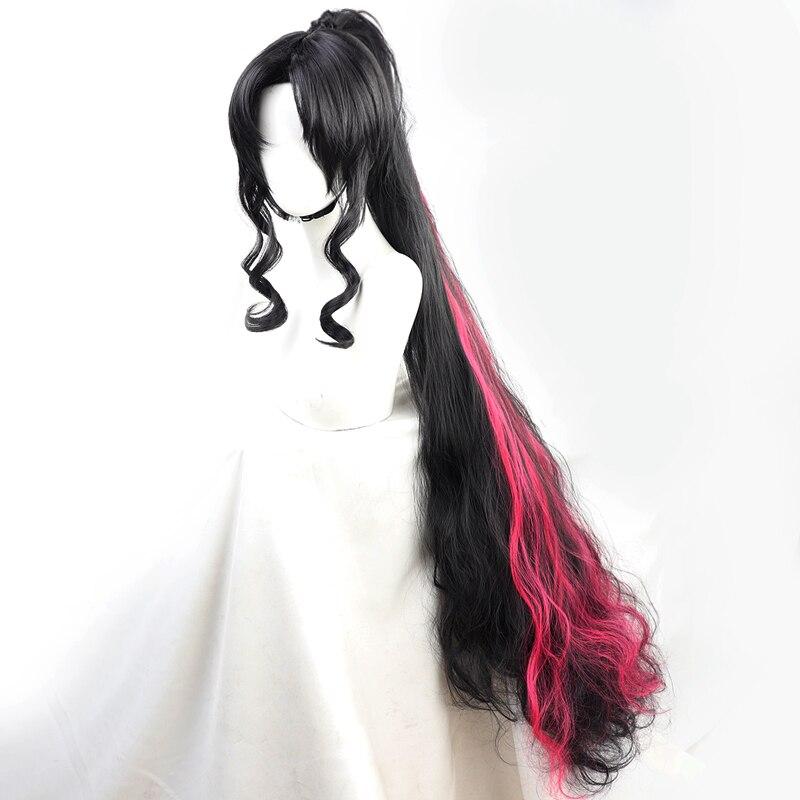 120 см FGO Sesshouin Kiara Косплей Парик Fate Grand Order Черный Фиолетовый Смешанные Волнистые Синтетические Волосы Хэллоуин Карнавальные Парики