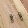 Black Rutile 925 Silver Threader Earrings, Natural Gemstone Women Handmade Fringe Earrings