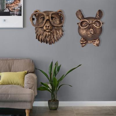 Yousheng Vintage Animal Head Wall Decoration Home Office Living Wall Art Смола Bear Fox Mouse Олень Кролик Статуэтка Скульптура Настенный Орнамент
