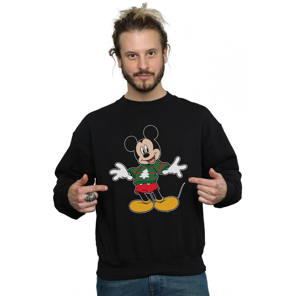 Disney Mens Mickey Mouse Christmas Jumper Stroke Sweatshirt