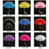 For Lolita Handmade with Pendant Dance Hand Fan Party Decor Feather Folding Fan Wedding Gift