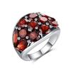 Big Silver Ring 100% Natural Mozambique Red Garnet Gemstone Fine Jewelry 925 Sterling Silver for Women Wife Nice New Year Gift
