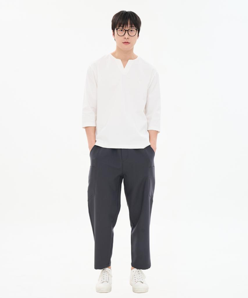 CUSTOMUS Men'S Modified Pocket Cut-Out Baggy Fit Full E-Elastic Waist Crotch Slacks Cxs26Swpt210 Gry