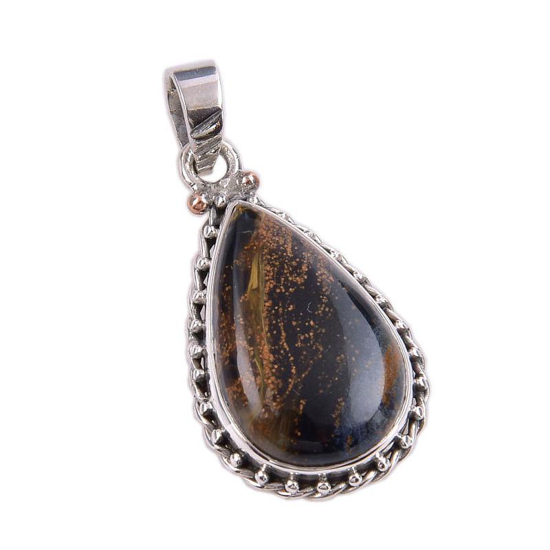 Натуральный камень Питерсит 925 стерлинговое серебро Ювелирная подвеска 1,25" U9r93