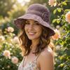 Elegant Sweet Straw Sun Hat Big Brim French Style Knitted Bucket Hat Visor Cap Temperament Seaside Beach Cap Lady